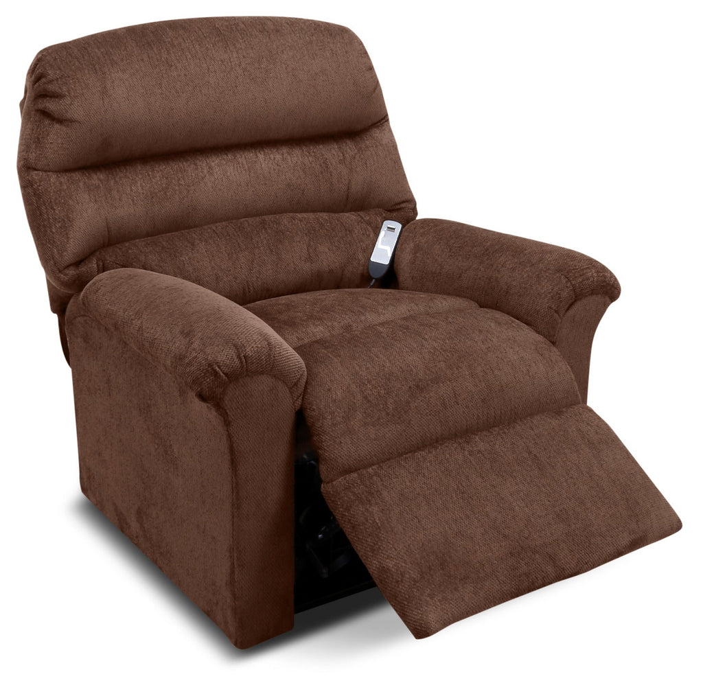 477 Chenille 3-Position Power Lift Chair – Walnut|Fauteuil basculeur à inclinaison électrique 477 à 3 positions en chenille - noyer