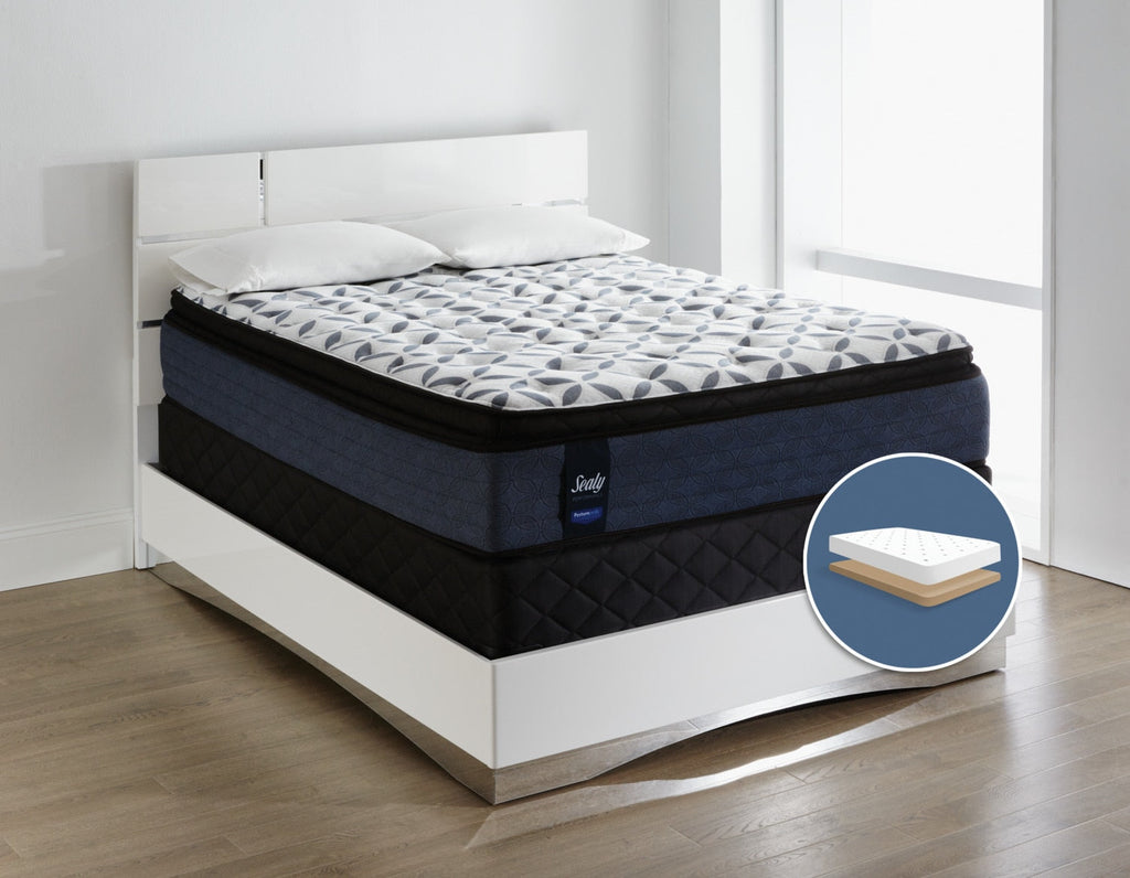 Sealy Posturepedic Kingsmill Pillow-Top Plush Low-Profile Queen Mattress Set|Ensemble moelleux à plateau-coussin à profil bas Kingsmill Posturepedic de Sealy pour grand lit