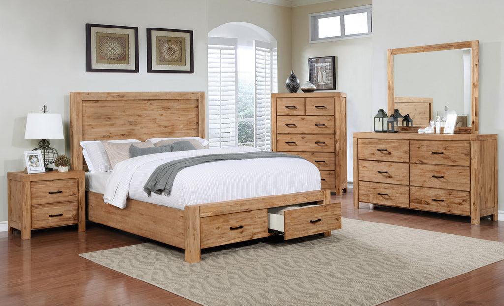 Acadia 5-Piece King Storage Bedroom Package with Chest and Nightstand|Ensemble Acadia 5 pièces avec très grand lit de rangement, commode verticale et table de nuit